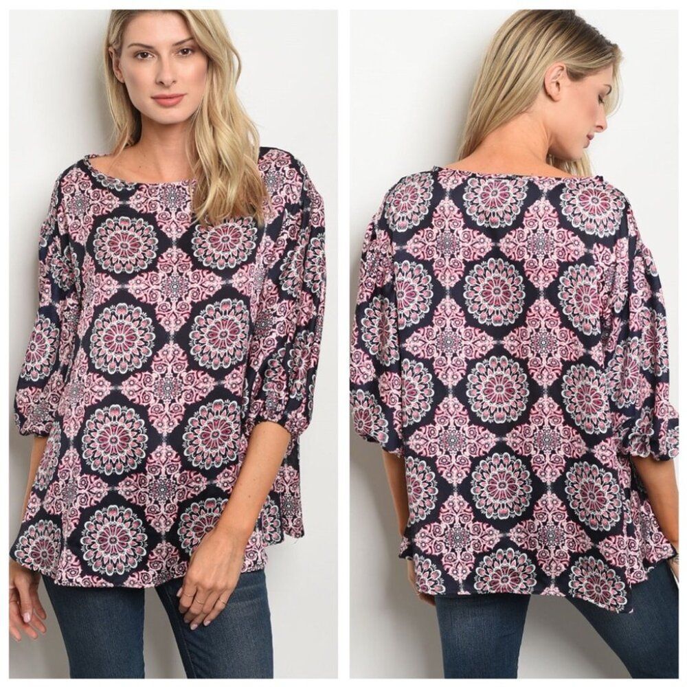 Super Soft NAVY FUCHSIA TOP